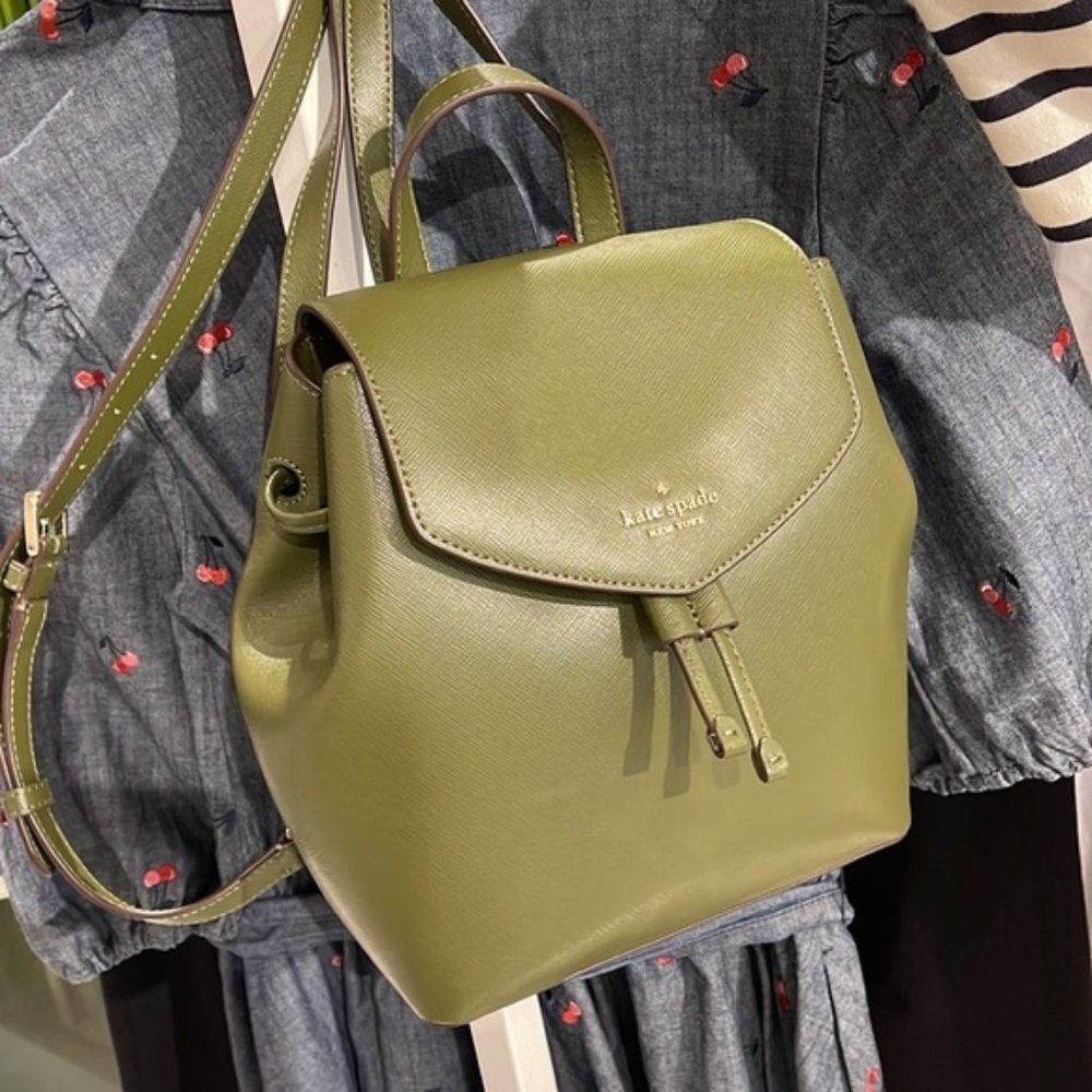 Kate Spade Lizzie Medium Flap Backpack Enchanted Green